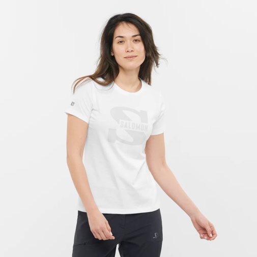 White Salomon Outlife Big Logo Short Sleeve Women's T-Shirts | PH 09625C